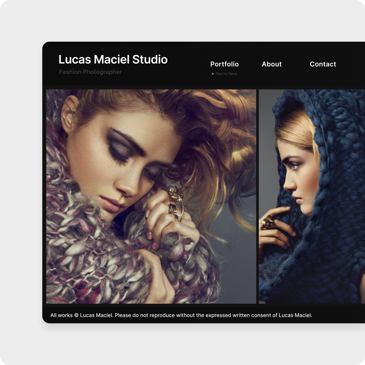 Lucas Maciel Studio Interfce Design, Fashion, Beauty, Photograph, Contct Us Image